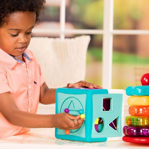  Battat  Stacking Rings + Shape Sorter Cube Bundle  Learning Toys for Kids Age 1 & Up (20 Pc)