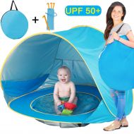 Batteraw Baby Beach Tent, Pop Up Portable Sun Shelter with Pool, UV Protection & Waterproof 300MM, Summer Outdoor Baby Tent for Aged 0-4 Infant Toddler Kids Parks Beach Shade
