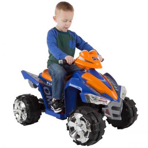  Battery Powered Ride On Toy ATV Four Wheeler With Sound Effects by Lil’ Rider (BlueOrange)