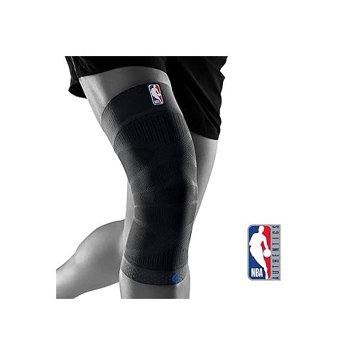  Bauerfeind Sports Compression Knee Support NBA - Lightweight Design with Gripping Zones for Basketball Knee Pain Relief & Performance with Team Designs (Black, S)