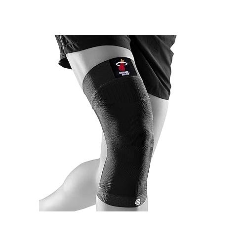  Bauerfeind Sports Compression Knee Support NBA Miami Heat - Lightweight Design with Gripping Zones for Basketball Knee Pain Relief & Performance (Heat, S)