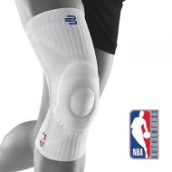 Bauerfeind Sports Knee Support NBA - Officially Licensed Basketball Brace with Medical Compression - Sleeve Design with Omega Gel Pad for Pain Relief & Stabilization (White, S)
