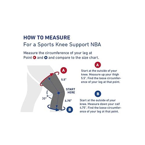  Bauerfeind Sports Knee Support NBA - Officially Licensed Basketball Brace with Medical Compression - Sleeve Design with Omega Gel Pad for Pain Relief & Stabilization (Black, L)