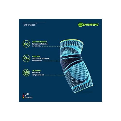  Bauerfeind Sports Elbow Support - Breathable Compression Elbow Brace - Contoured Pads for Inner and Outer Elbow Protection Against Joint Pressure - Air Knit Fabric Washable & Durable (Rivera, X-Small)