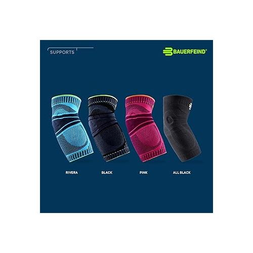  Bauerfeind Sports Elbow Support - Breathable Compression Elbow Brace - Contoured Pads for Inner and Outer Elbow Protection Against Joint Pressure - Air Knit Fabric Washable & Durable (Black, X-Small)