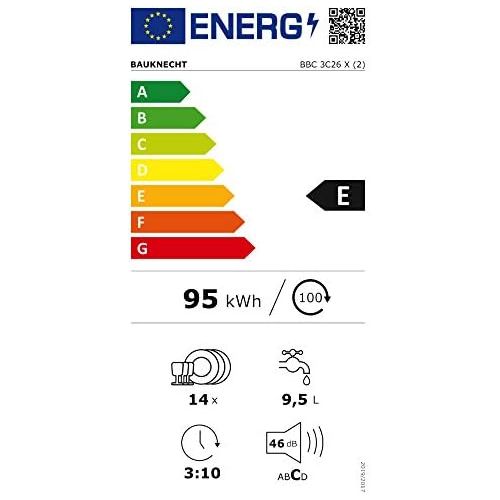  [아마존베스트]Bauknecht BBC 3C26 X Dishwasher, Partially Integrated, A++, 60 cm, 265 kWh/Year, 14 MGD, Delay Start Time, Option Multizone