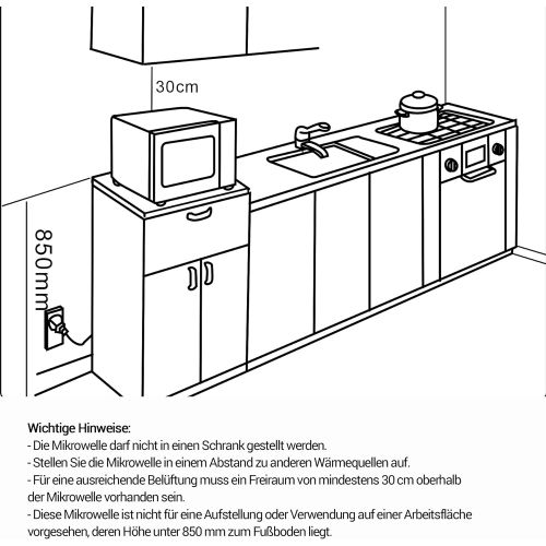  [아마존베스트]Bauknecht ExtraSpace MF 203 SB / Combination Grill and Microwave / Maximum Flexibility Without Turntable / 800 W / 20 L Cooking Room / Grill 800 W / AutoClean / Reheat Function / B