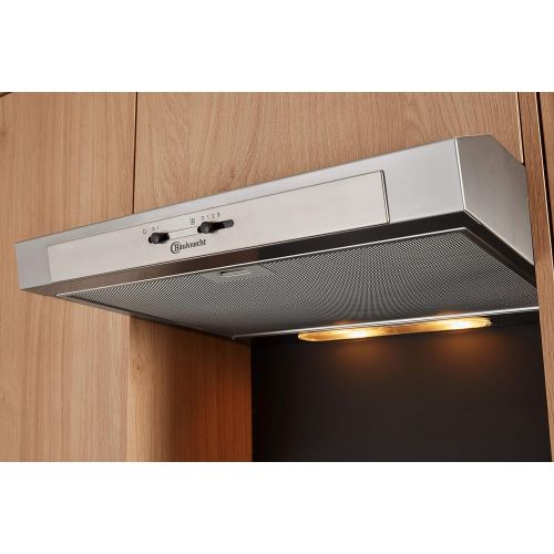  [아마존베스트]Bauknecht DC 5460 IN/1 Cooker Hood Undermount Compact Extractor Hood 60 cm Suitable for Extraction and Recirculation Operation Stainless Steel 103.3 kWh LED 3 Power Levels Energy E