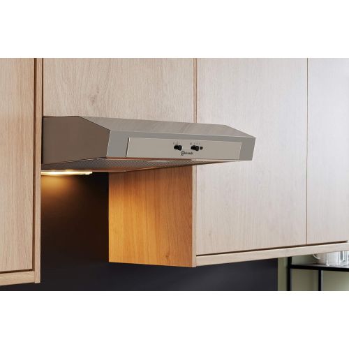  [아마존베스트]Bauknecht DC 5460 IN/1 Cooker Hood Undermount Compact Extractor Hood 60 cm Suitable for Extraction and Recirculation Operation Stainless Steel 103.3 kWh LED 3 Power Levels Energy E