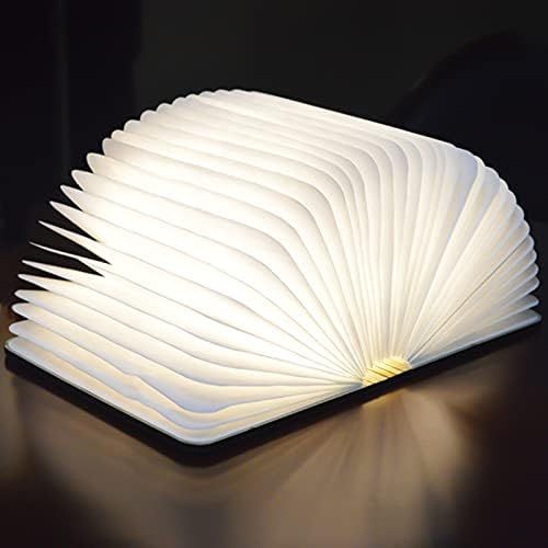  Baulanna YAOJU Hoelzerne faltende Buch-Lampe, Dekorative Lampe, Magnetisches LED-Licht, Tabelle/Schreibtisch-Lampe mit Akku 2000 mAh,Papier mit USB-Kabel,Ideal fuer Geschenk((21,5 x 17,5 x 2,