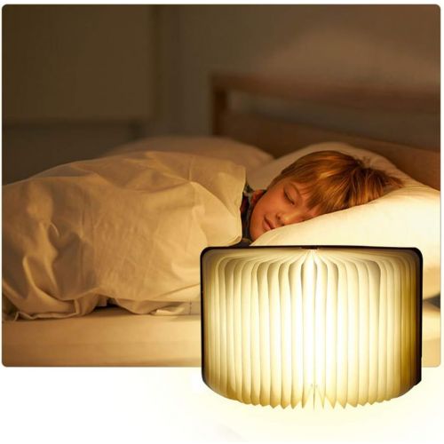  Baulanna YAOJU Hoelzerne faltende Buch-Lampe, Dekorative Lampe, Magnetisches LED-Licht, Tabelle/Schreibtisch-Lampe mit Akku 2000 mAh,Papier mit USB-Kabel,Ideal fuer Geschenk((21,5 x 17,5 x 2,