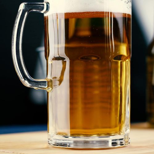  [아마존베스트]Bavel Style Extra Large Beer Mug 34 Ounce,Large Glass Mugs With Handle,One Liter German Beer Stein Super Mug (34 oz)