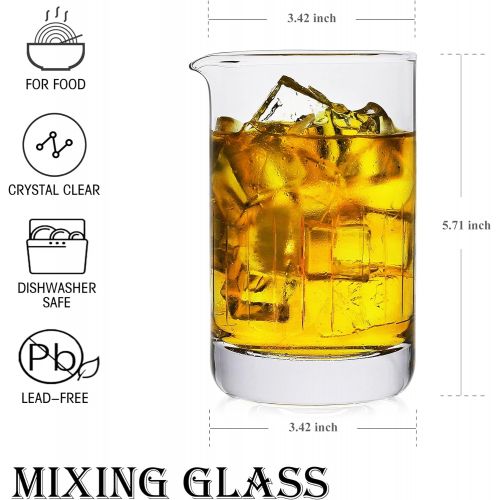  [아마존베스트]Bavel Crystal Mixing Glass,Professional Extra Large 20 OZ Crystal Cocktail Mixing Glass,Lead-Free Stir Glass,Premium Seamless Design - Great Gift Idea-Professional Quality (20 OZ)