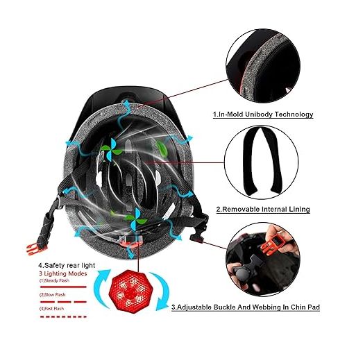  Kids Bike Helmet Child Youth Adjustable Multi-Sport Bicycle Cycling Scooter LED Light Detachable Visor Girls Boys