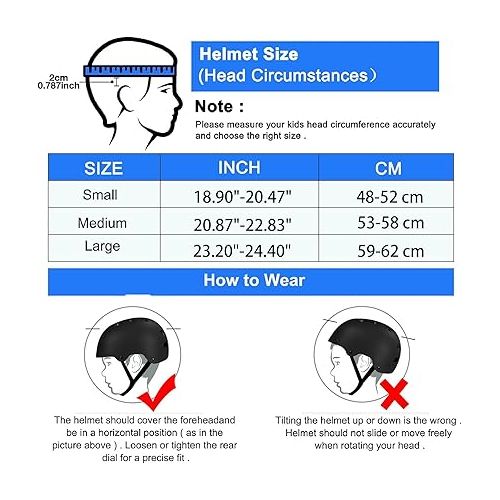  Skateboard Bike Helmet, Lightweight Adjustable, Multi-Sport for Bicycle Cycling Scooter Roller Skate Inline Skating Rollerblading, 3 Sizes for Kids, Youth,Adults