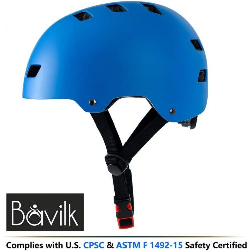  Bavilk Skateboard Bike Helmets CPSC ASTM Certified Multi Sports Scooter Inline Roller Skating 3 Sizes Adjustable for Kids Youth Adults