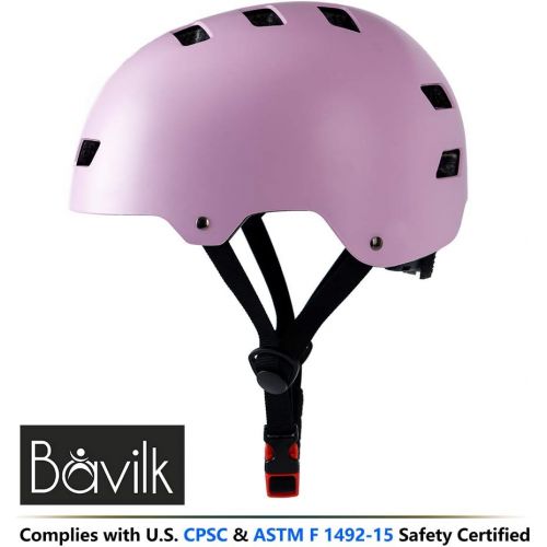  Bavilk Skateboard Bike Helmets CPSC Certified Multi Sports Scooter Inline Roller Skating 3 Sizes Adjustable for Kids Youth Adults