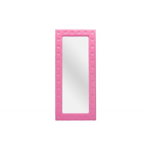  Baxton Studio Stella Crystal Tufted Pink Leather Modern Floor Mirror