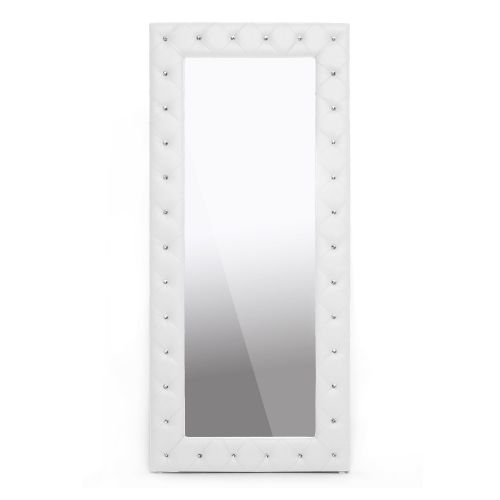  Baxton Studio Stella Crystal Tufted Modern Floor Mirror, White