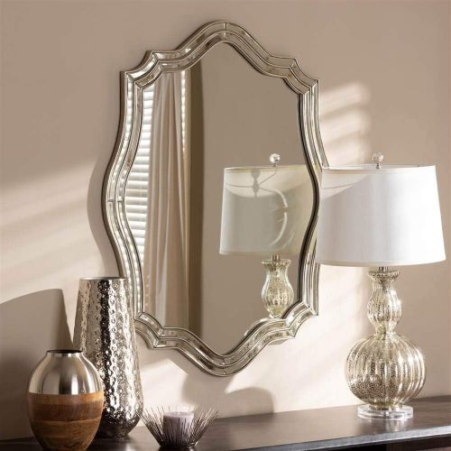  Baxton Studio Isidora Art Deco Antique Silver Finished Accent Wall Mirror