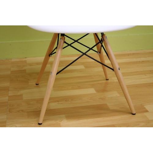  Baxton Studio Fiorenza White Plastic Armchair with Wood Eiffel Legs, Set of 2