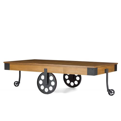  Baxton Studio Lancashire Wood and Metal Coffee Table, Brown