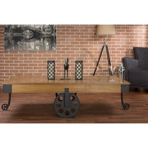  Baxton Studio Lancashire Wood and Metal Coffee Table, Brown