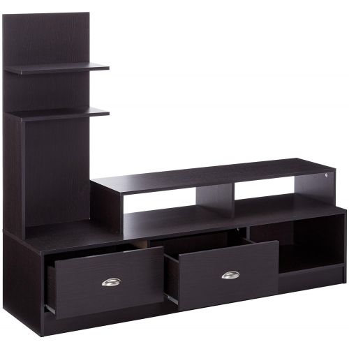  Baxton Studio Armstrong Modern TV Stand with Built-In Vertical Side Console, Dark Brown