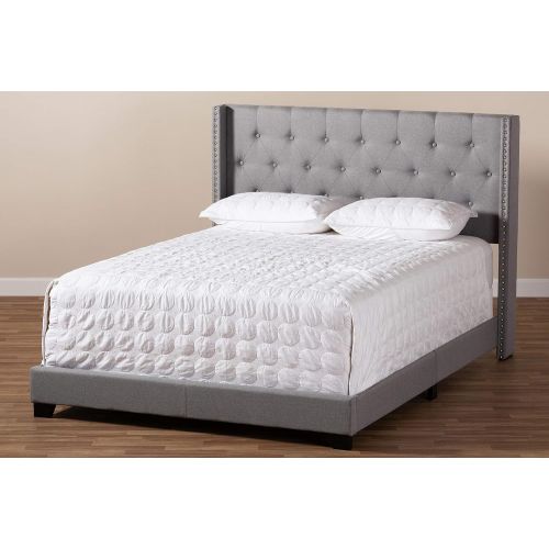  Baxton Studio 149-8939-AMZ Beds (Need Box Spring) Queen Light Grey