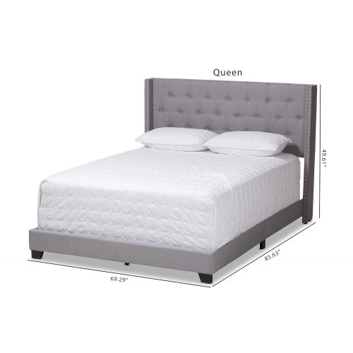  Baxton Studio 149-8939-AMZ Beds (Need Box Spring) Queen Light Grey