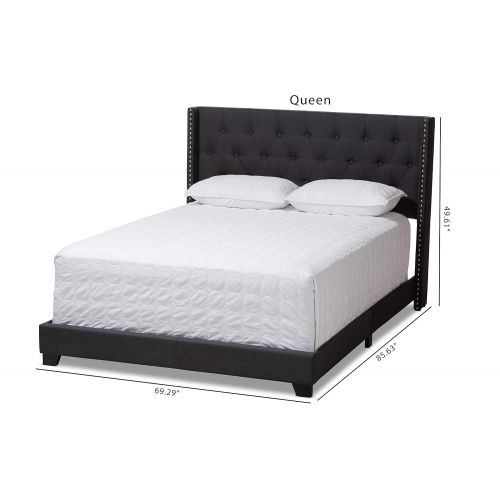  Baxton Studio 149-8942-AMZ Beds (Need Box Spring) Queen Charcoal Grey