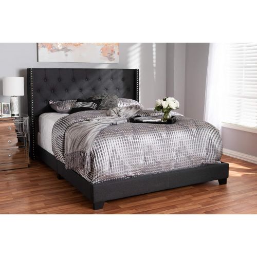  Baxton Studio 149-8942-AMZ Beds (Need Box Spring) Queen Charcoal Grey