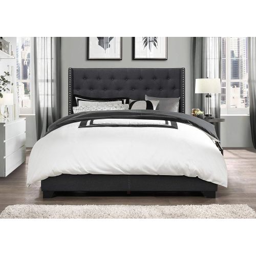  Baxton Studio 149-8942-AMZ Beds (Need Box Spring) Queen Charcoal Grey