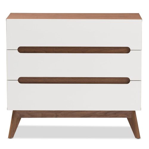  Baxton Studio Chests of Drawers/Bureaus, 3-Drawer Storage Chest, White/Walnut Brown