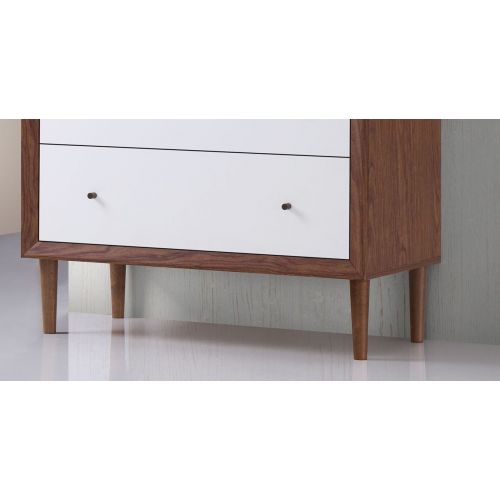  Baxton Studio Baxton Furniture Studios Harlow Mid-Century Wood 3 Drawer Chest, Medium, White and Walnut