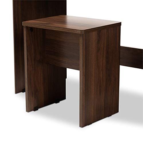  Baxton Studio Rikke Gray and Walnut Finished Wood Vanity with Stool