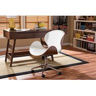 Baxton Studio Bruce Office Chair in White and Walnut