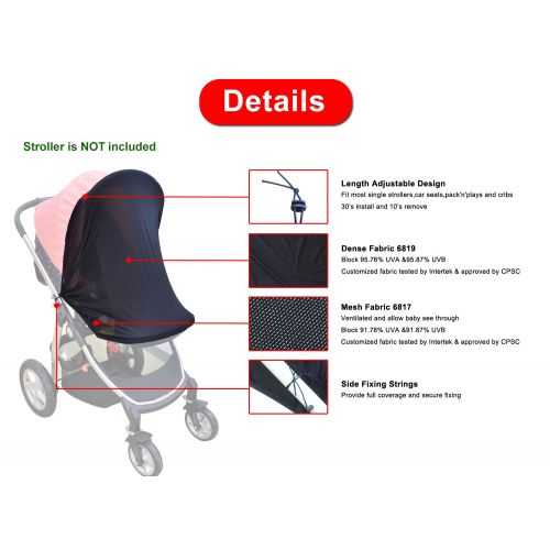  Bayan Stroller Sunshade Baby Car Seat Sun Shade Cover-Effective UV Rays Cut Design-Blocks 95.76% UVA and 95.87% UVB