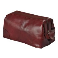 Mens Toiletry Bag Dopp Kit by Bayfield Bags-Small Compact Minimalist Glossy Leather Shaving Kit For Toiletry Travel Bag (10x5x5) (burgundy) Mens Toiletries Bag, Organizer Grooming