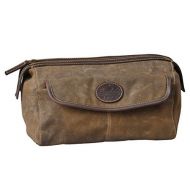 Mens Canvas Leather Toiletry Bag Shaving Kit - Bayfield Bags - Vintage Retro-Look Waxed Canvas Large (11x6x6) Travel Dopp Bag