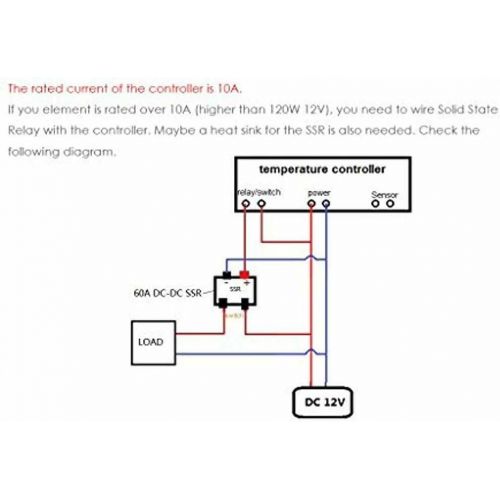  [아마존베스트]bayite DC 12V Fahrenheit Digital Temperature Controller 10A 1 Relay with Sensor