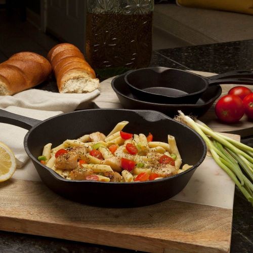  Bayou Classic 7405 3 Piece Cast Iron Skillet Set, 101214