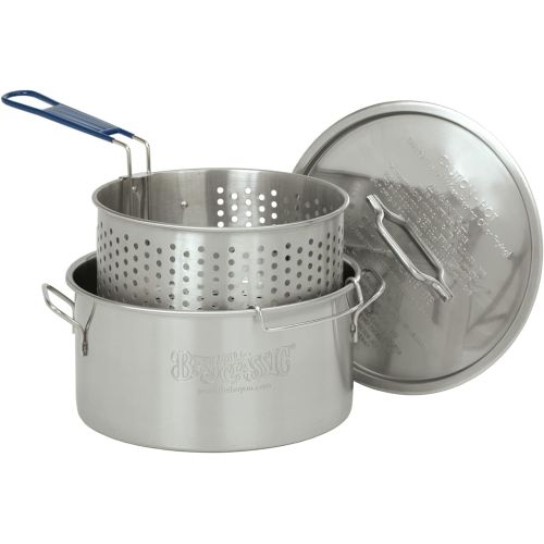  Bayou Classic 1150 14-qt Stainless Fry Pot Features Heavy Welded Handle Stainless Lid and Stainless Perforated Basket w/ Cool Touch Handle Perfect For Frying Fish Shrimp or Hushpup