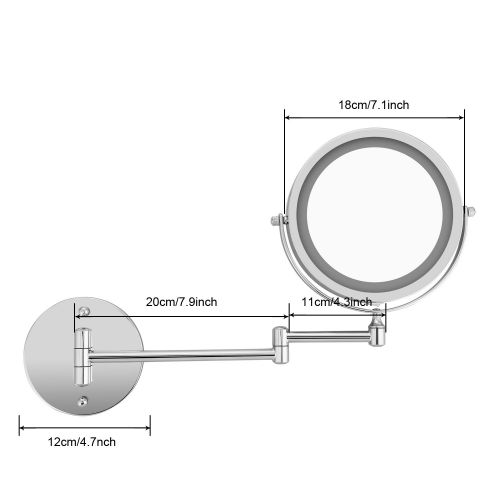  Bazal Makeup Mirror Wall Mount 5x Magnifying Mirror LED Lighted Cosmetic Vanity Mirror for Bathroom Two Sided Face Mirror, Powered by 4 x AAA Batteries (not included)