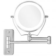 Bazal Lighted Magnifying Makeup Mirror Wall Mounted Cosmetic Vanity Mirror Double Sided Swivel Shaving Mirror for Bathroom (6 inch(7X))