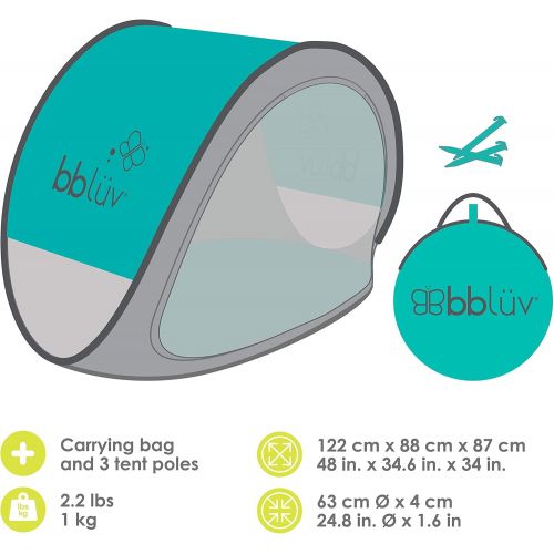  bbluev - Sunkitoe - Pop Up Play Tent and Canopy Sun Shelter with SPF 50 + Mosquito Net, Perfect for Infant at The Beach, Park, Camping or Playroom, Folds Flat for Easy Travel, Carry