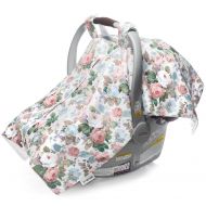 Bblulove Premium Baby Carseat Canopy and Nursing Cover 2-in-1 | All Season, Warm, Windproof, Sun and Bug Protection, Fits All Car Seats, Boy or Girl |White Floral Print with Minky Fabric …