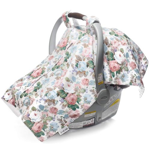  Bblulove Premium Baby Carseat Canopy and Nursing Cover 2-in-1 | All Season, Warm, Windproof, Sun and Bug Protection, Fits All Car Seats, Boy or Girl |White Floral Print with Minky Fabric …