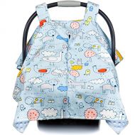 Bblulove Premium Baby Carseat Canopy and Nursing Cover 2-in-1 | All Season, Warm, Windproof, Sun and Bug Protection, Fits All Car Seats, Boy or Girl |Animal Adventure Print with Minky Fabri