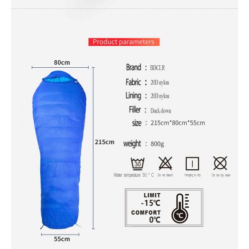  Bdclr Camping Camping Mummy Sleeping Bag, Outdoor Adult Autumn and Winter Thick Warm Sleeping Bag